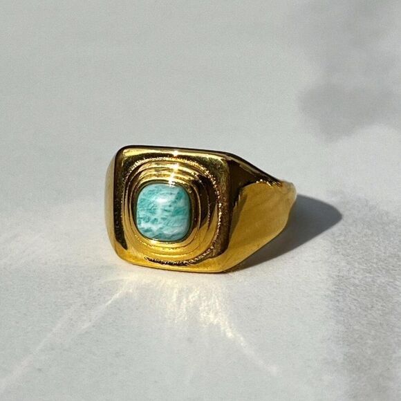 New! “Addie” Chunky Gold/Turquoise Ring - Picture 1 of 7